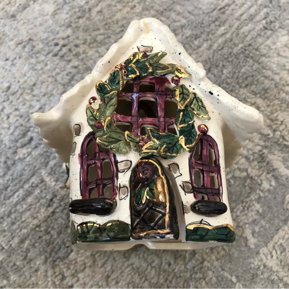 Blue Sky Clayworks “Holly Berry House” 2001 Heather Goldminc Tea Light No Base - Picture 1 of 14